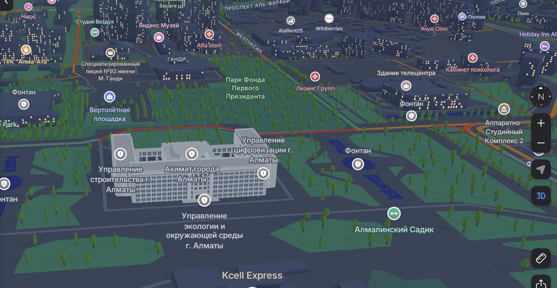 Карта KazMaps в телефоне: маршрут бригады к вызывающему